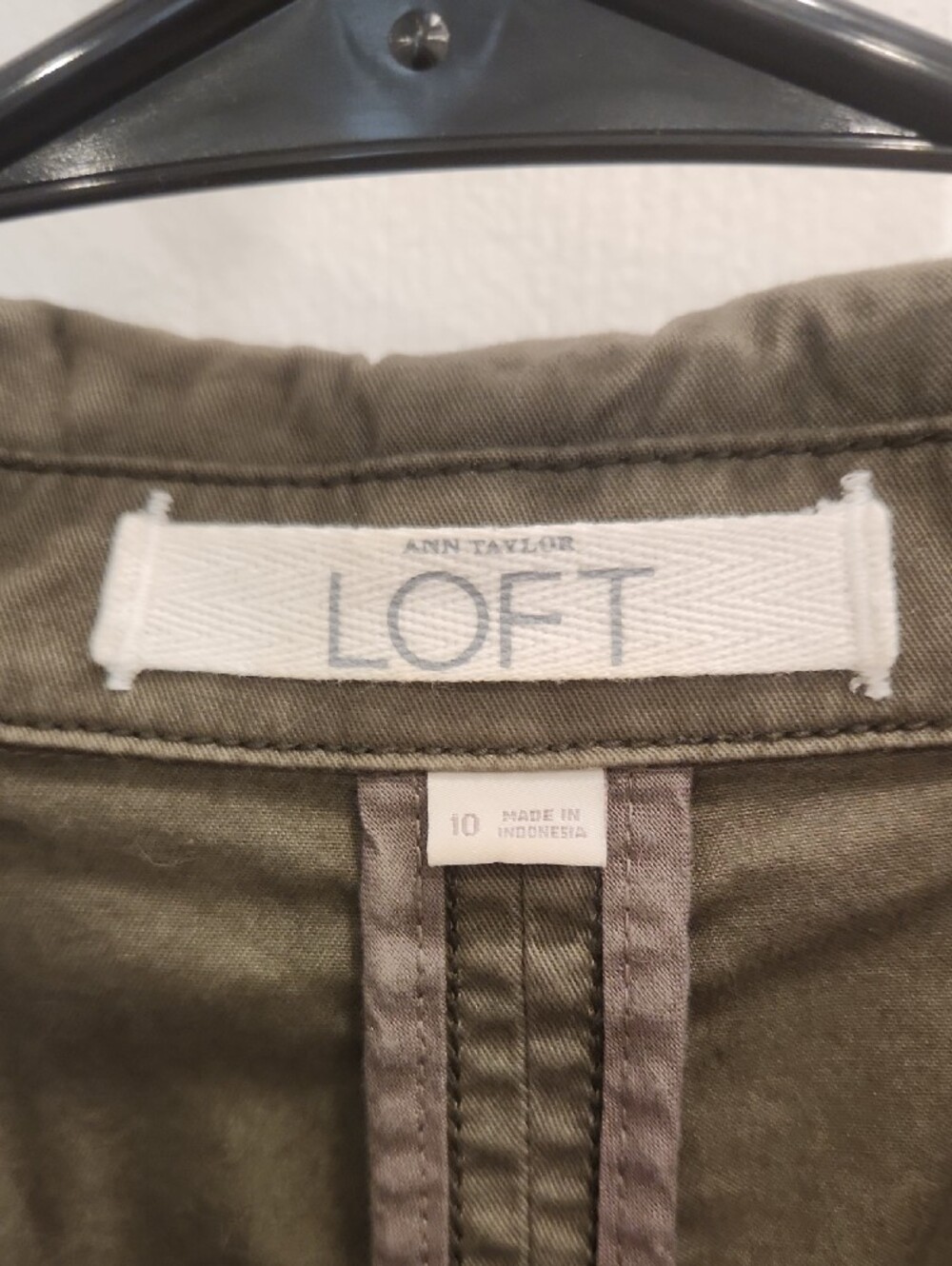 LOFT Olive Green Button-Front Utility Jacket - Picture 2 of 3